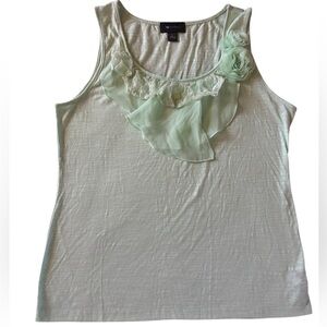 AB Studio Mint Green Ruffle Floral Tank Top Fairycore Y2K Lace Large